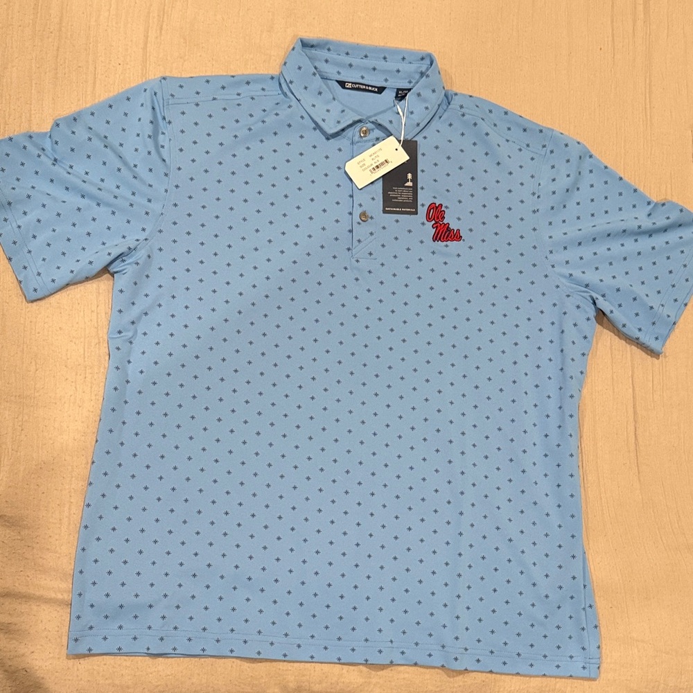 Cutter & Buck Powder Blue Patterned Polo Shirt